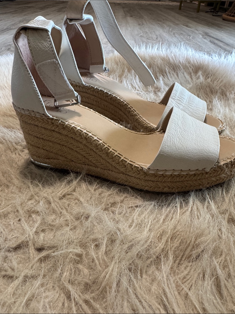 White Wedge Sandals with Ankle Strap